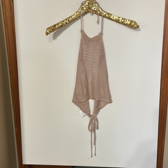 Nude Crochet Bathing Suit Cover Up Crop Top - Picture 9 of 17